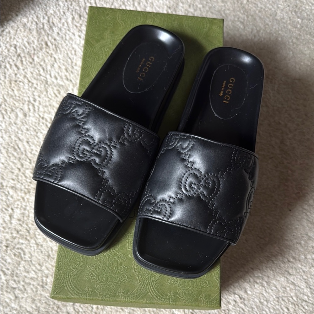 Gucci Black Slide Sandals